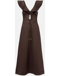 Zimmermann - Midikleid Rhiannon Aus Leinen - Lyst