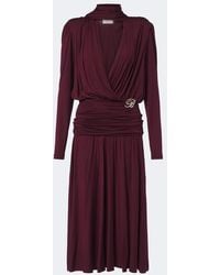 Blumarine - Draped Tie-Neck Jersey Midi Dress - Lyst