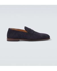 Brunello Cucinelli - Suede Woven Penny Loafers - Lyst
