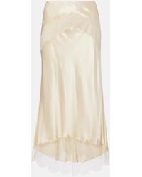 Dolce & Gabbana - Lace-Trimmed Silk-Blend Satin Slip Skirt - Lyst