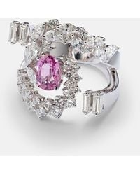 YEPREM - Anillo Reign Supreme De Oro Blanco De 18 Ct Con Diamantes Y Zafiro - Lyst