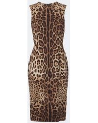 Dolce & Gabbana - Leopard-Print Silk-Blend Charmeuse Midi Dress - Lyst