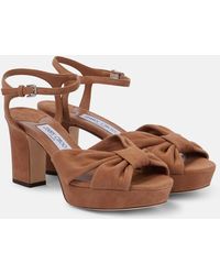 Jimmy Choo - Heloise 80 Suede Platform Sandals - Lyst
