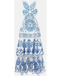 FARM Rio - Embroidered Tiered Linen Maxi Dress - Lyst