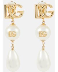 Dolce & Gabbana - Weiße Bijoux Clip Ohrringe Monogramm Perle - Lyst