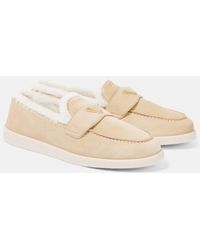 Prada - Loafers Aus Veloursleder Mit Shearling - Lyst