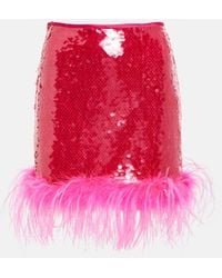 GIUSEPPE DI MORABITO - Sequined Feather-Trimmed Miniskirt - Lyst