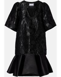 Ganni - Satin Cloque Minidress - Lyst