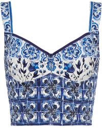 Dolce & Gabbana Printed Silk-blend Bustier - Blue