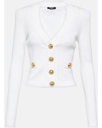 Balmain - Cozy Knit Crop Cardigan For - Lyst