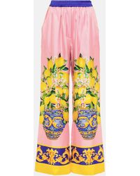 Dolce & Gabbana - Pantalon ample imprime en soie - Lyst