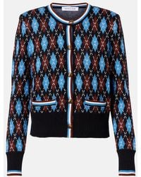 Veronica Beard - Sylvane Argyle Wool And Cotton Cardigan - Lyst