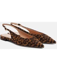 Gianvito Rossi - Robbie Leopard-Print Suede Slingback Flats - Lyst