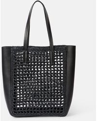 KHAITE - Zoe Small Leather-Trimmed Raffia Tote Bag - Lyst