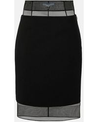 Prada - Crinoline And Virgin Wool Midi Skirt - Lyst