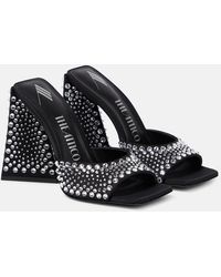 The Attico - Devon Embellished Satin Mules - Lyst