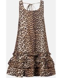 Ganni - Vestido 'Leopard Cotton Poplin Mini' - Lyst