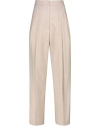 Low Classic High-rise Straight Wool-blend Trousers - Natural