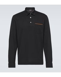 Zegna - Long-sleeved Cotton Pique Polo Shirt - Lyst