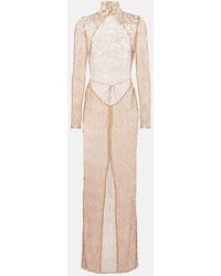 Magda Butrym - Vestido Largo Transparente Con Cuello Alto - Lyst
