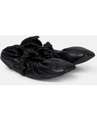Ganni - Scrunchie Leather Ballet Flats - Lyst