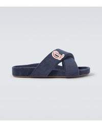 Christian Louboutin - Bizzu Embroidered Logo Slides - Lyst