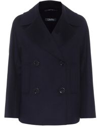 Max Mara Connie Wool Pea Coat - Blue