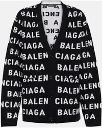 Balenciaga - Cardigan Mit Intarsien-Logo - Lyst