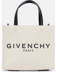 Givenchy - Sac À Main En Toile De Coton Imprimée À Finitions En Cuir G-tote Mini - Lyst