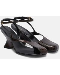 Dries Van Noten - Snake-Effect 75 Leather Wedge Sandals - Lyst