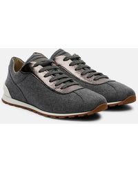 Brunello Cucinelli - Leather-Trimmed Felt Sneakers - Lyst