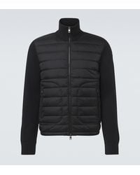 Moncler - Tricot Down-Paneled Wool-Blend Cardigan - Lyst
