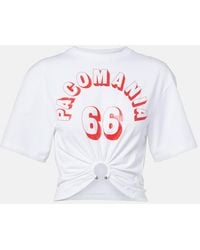 Rabanne - Printed Cropped Cotton-Blend T-Shirt - Lyst