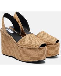 Alaïa - Straw Wedge Sandals - Lyst