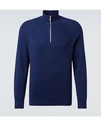Brunello Cucinelli - Cotton Ribbed-Knit Half-Zip Sweater - Lyst