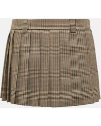 Miu Miu - Checked Pleated Virgin Wool Miniskirt - Lyst