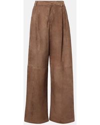 Max Mara - Pantalones Anchos Brando De Ante Con Tiro Alto - Lyst