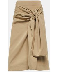 Bottega Veneta - Draped Cotton-blend Midi Skirt - Lyst