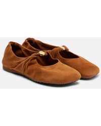 Loewe - Pebble Soft Suede Mary Jane Flats - Lyst