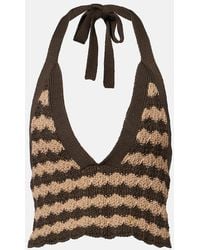 Valentino - Striped Knitted Cotton Crop Top - Lyst
