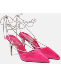Christian Louboutin - Astrid Lace Strass 85 Velvet Pumps - Lyst