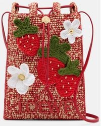 Loewe - Paula's Ibiza Raffia Pouch With Strap - Lyst