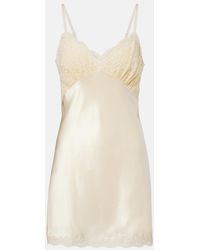Saint Laurent - Lace-Trimmed Silk Satin Slip Dress - Lyst