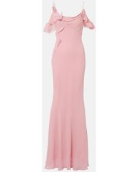 Self-Portrait - Floral-Applique Georgette Gown - Lyst