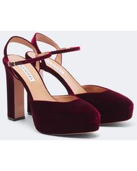Aquazzura - Amira Velvet Platform Pumps - Lyst