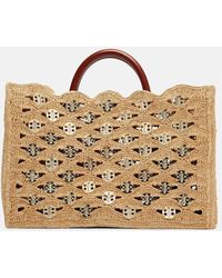 Rabanne - 1969 Embellished Raffia Tote Bag - Lyst