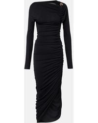 Ferragamo - Ruched Jersey Midi Dress - Lyst