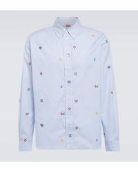 KENZO - Camicia in cotone a righe pixelate - Lyst