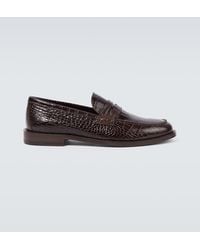 Manolo Blahnik - Perry Croc-Effect Leather Loafers - Lyst