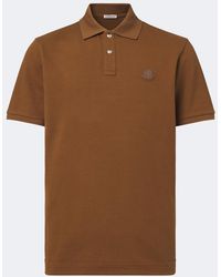 Moncler - Leather-Trimmed Cotton Pique Polo Shirt - Lyst